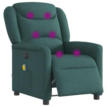 Massagesessel Elektrisch Dunkelgrün Stoff