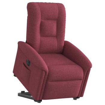 Relaxsessel mit Aufstehhilfe Elektrisch Weinrot Stoff