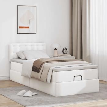 Ottoman-Bett mit Matratze Weiß 90x190 cm Kunstleder