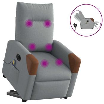 ARDEBO.de - Elektrischer Massagesessel mit Aufstehhilfe Hellgrau Stoff