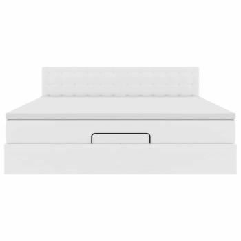 Ottoman-Bett mit Matratzen & LEDs Reinweiß 180x200cm Kunstleder
