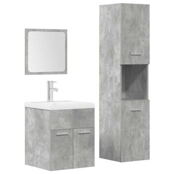 ARDEBO.de - 4-tlg. Badmöbel-Set Betongrau Holzwerkstoff