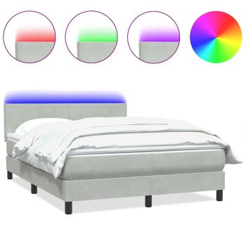 Boxspringbett mit Matratze & LED Hellgrau 160x210 cm Samt
