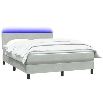 Boxspringbett mit Matratze & LED Hellgrau 160x210 cm Samt