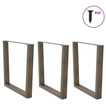 Esstisch Beine V-Form 3 Stück Naturstahl 90x(72-73,3) cm Stahl