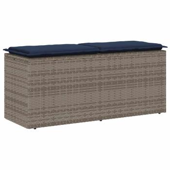 ARDEBO.de - Gartenbank mit Kissen Grau 110x40x44 cm Poly Rattan