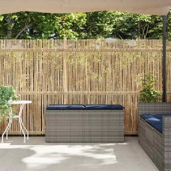 Gartenbank mit Kissen Grau 110x40x44 cm Poly Rattan