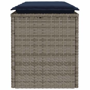 Gartenbank mit Kissen Grau 110x40x44 cm Poly Rattan