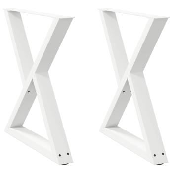 Esstisch Beine 2 Stück Weiß 80x(72-73,3) cm Stahl
