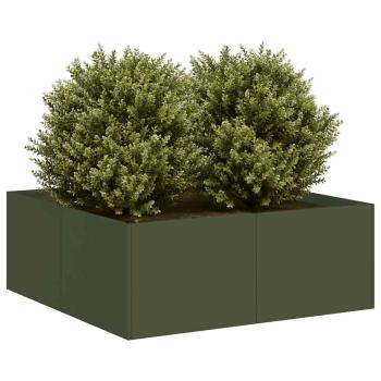 ARDEBO.de - Pflanzkübel Olivgrün 80x80x30 cm Stahl