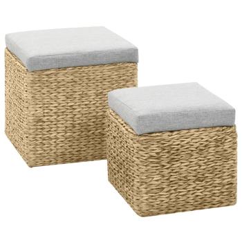 ARDEBO.de - Ottoman-Set 2 Stk. Seegras Grau