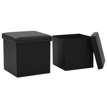 ARDEBO.de - Hocker mit Stauraum 2 Stk. Schwarz Kunstleder