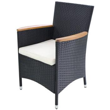 Gartenstühle 2 Stk. mit Polstern Poly Rattan Schwarz