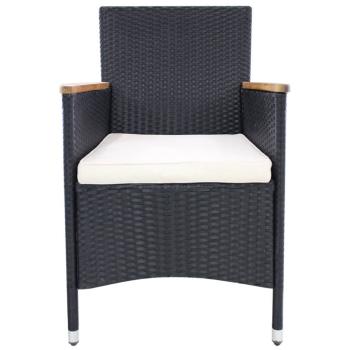 Gartenstühle 2 Stk. mit Polstern Poly Rattan Schwarz