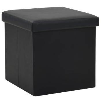 ARDEBO.de - Hocker mit Stauraum Schwarz Kunstleder