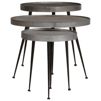 Couchtisch 3 Stk. Silbern Holzwerkstoff