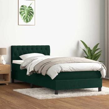 ARDEBO.de - Boxspringbett mit Matratze Dunkelgrün 80x220 cm Samt
