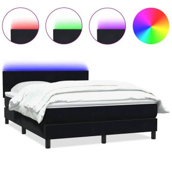 Boxspringbett mit Matratze & LED Schwarz 160x210 cm Samt
