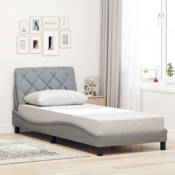 ARDEBO.de - Bettgestell ohne Matratze Hellgrau 90x190 cm Stoff