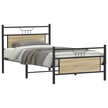 ARDEBO.de - Bettgestell ohne Matratze Sonoma-Eiche 100x190 cm Holzwerkstoff