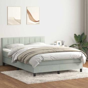 ARDEBO.de - Boxspringbett mit Matratze Hellgrau 160x210 cm Samt
