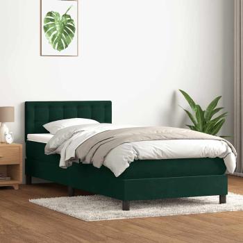 ARDEBO.de - Boxspringbett mit Matratze Dunkelgrün 80x220 cm Samt