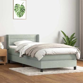 ARDEBO.de - Boxspringbett mit Matratze Hellgrau 80x210 cm Samt