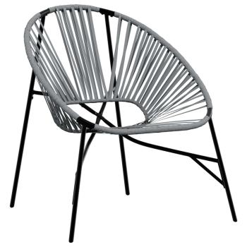 Gartenstuhl-Set 3-tlg. Schwarz und Hellgrau Poly Rattan
