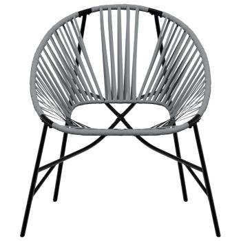 Gartenstuhl-Set 3-tlg. Schwarz und Hellgrau Poly Rattan