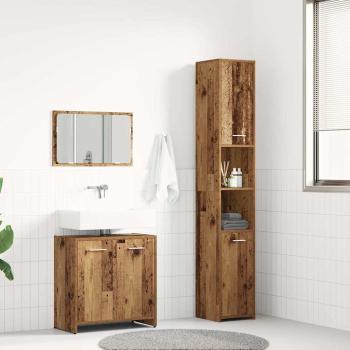 ARDEBO.de - 3-tlg. Badmöbel-Set Altholz-Optik Holzwerkstoff