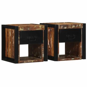 ARDEBO.de - Nachttische 2 Stk. Mehrfarbig 40x35x40 cm Altholz Massivholz