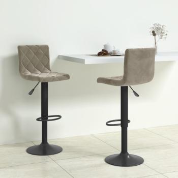 ARDEBO.de - Barhocker 2 Stk. Hellgrau Samt