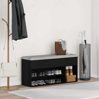 ARDEBO.de - Schuhbank Schwarz Eichen-Optik 102x30,5x45 cm Holzwerkstoff