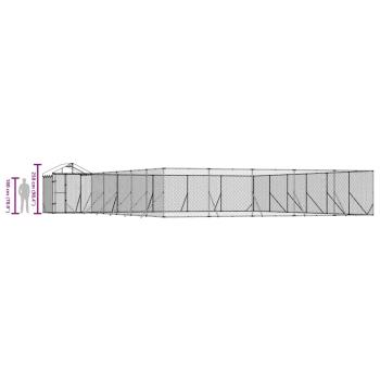 Outdoor-Hundezwinger mit Dach Silbern 12x12x2,5m Stahl Verzinkt