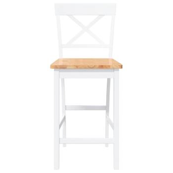 Barhocker 2 Stk. Weiß Massivholz Gummibaum