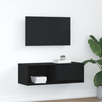 ARDEBO.de - TV-Schrank Schwarz Eichen-Optik 80x31x25,5 cm Holzwerkstoff