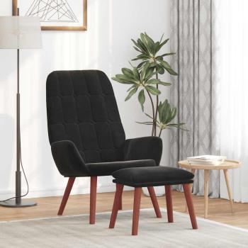 ARDEBO.de - Relaxsessel mit Hocker Schwarz Samt
