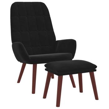 Relaxsessel mit Hocker Schwarz Samt