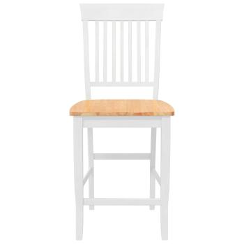Barhocker 2 Stk. Weiß Massivholz Gummibaum