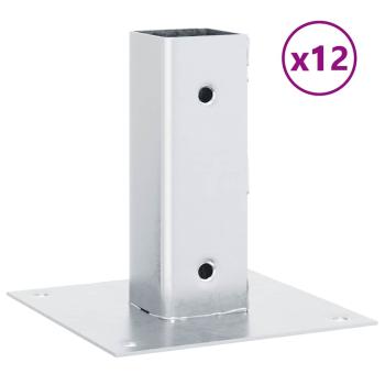 Pfostenträger Quadratisch 12 Stk. Silber 46x46mm Stahl Verzinkt