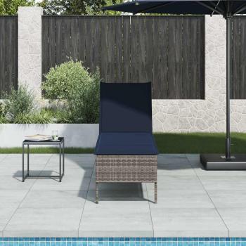 ARDEBO.de - Sonnenliege mit Auflage Grau 55x200x44 cm Poly Rattan