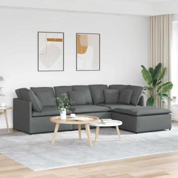 ARDEBO.de - Modulares Sofa mit Fu?hocker Kissen Stoff Dunkelgrau