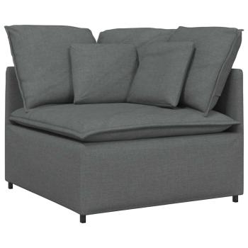 Modulares Sofa mit Fu?hocker Kissen Stoff Dunkelgrau