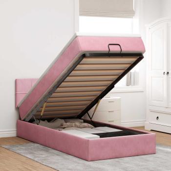 ARDEBO.de - Ottomane Bett mit Matratze & LEDs Rosa 80x200 cm Samt