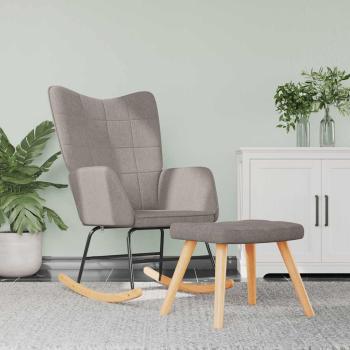 ARDEBO.de - Schaukelstuhl mit Hocker Stoff Taupe