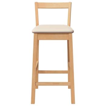 Barhocker mit Kissen 2 Stk. Natur Massivholz Gummibaum