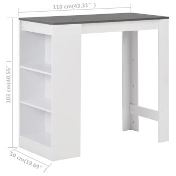 Bartisch mit Regal Wei? 110x50x103 cm