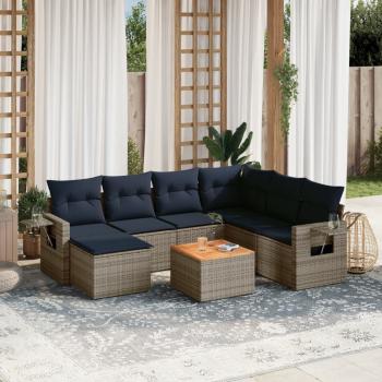 ARDEBO.de - 8-teiliges Gartensofa-Set mit Kissen, grau, Polyrattan