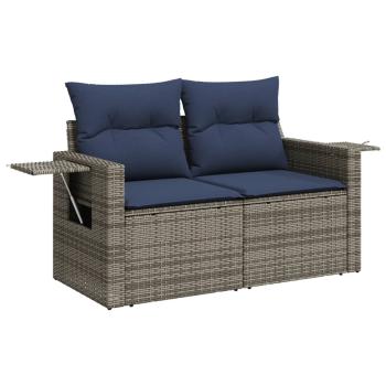 10-teiliges Gartensofa-Set mit Kissen, grau, Polyrattan