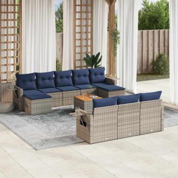 ARDEBO.de - 11-teiliges Gartensofa-Set mit Kissen, grau, Polyrattan
